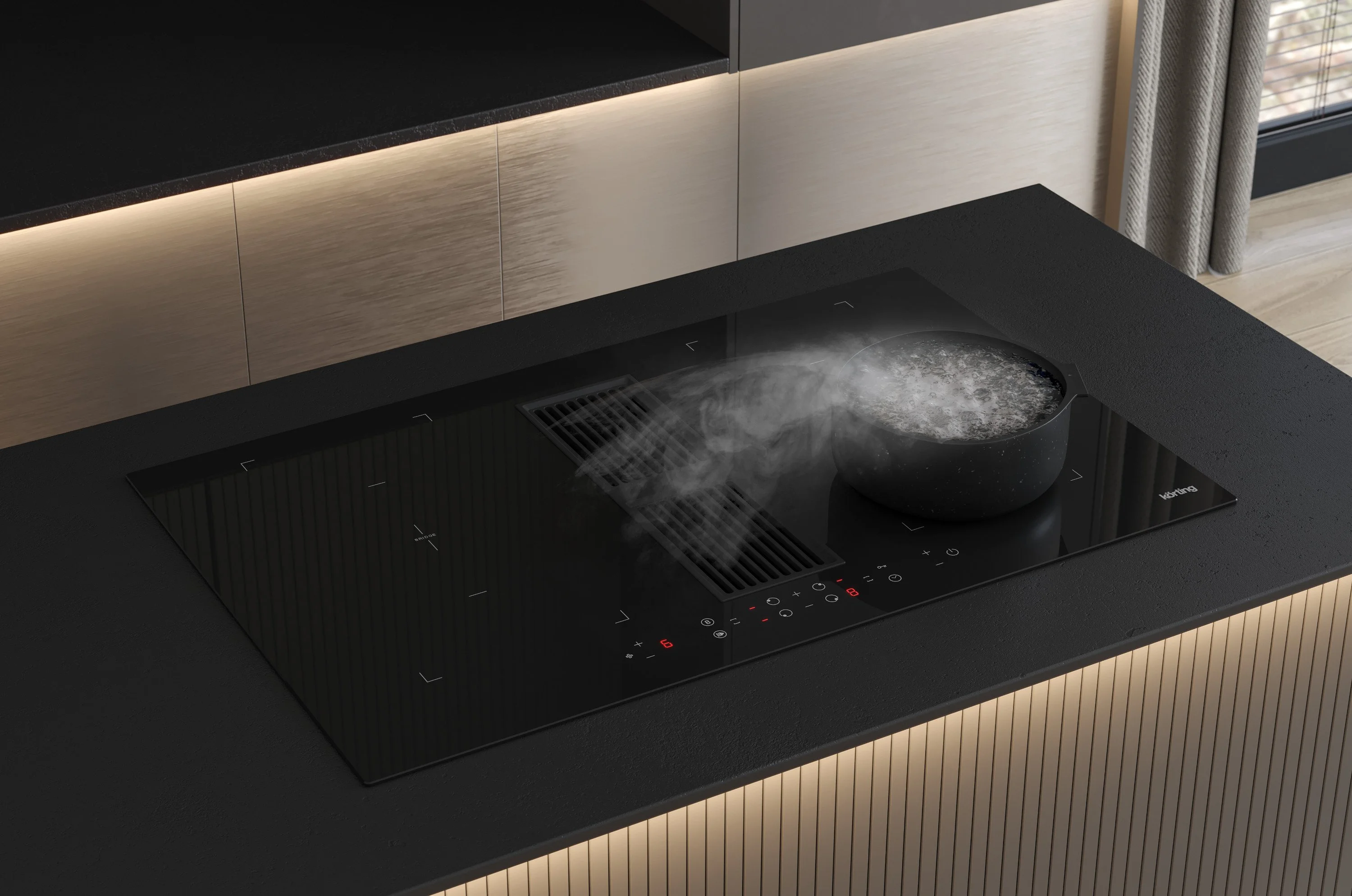 Индукционная варочная панель с интегрированной вытяжкой HIBH 84980 NB